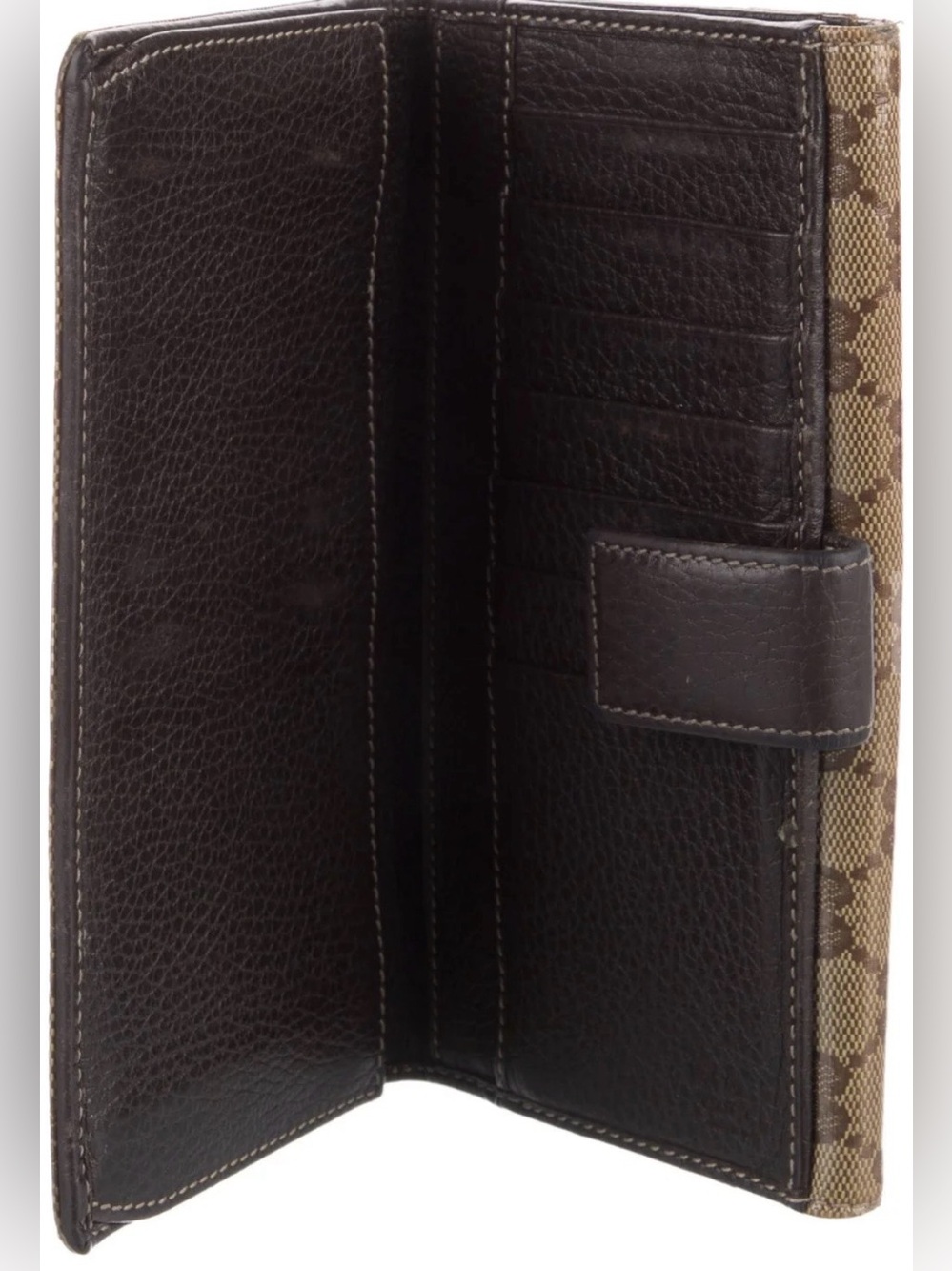 Authentic Gucci Beige and Brown GG Canvas Snap Wallet - Picture 3 of 9